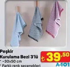 PEŞKİR KURULAMA BEZİ 3'LÜ 30X50 CM PEŞKİR KURULAMA BEZİ 3'LÜ 30X50 CM
